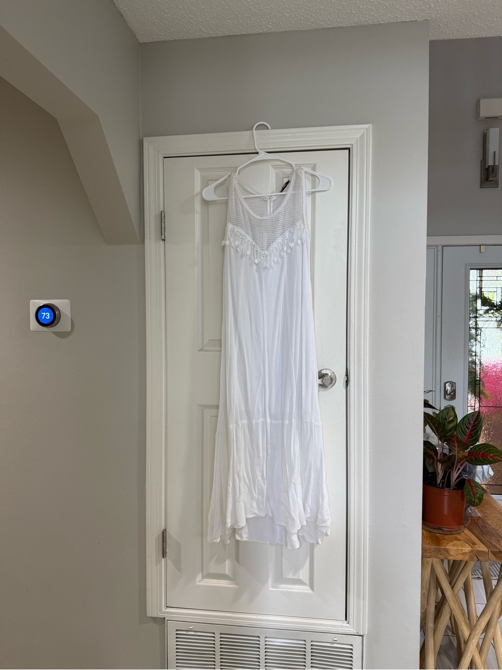 Democracy White Midi Dress with Crochet Yoke